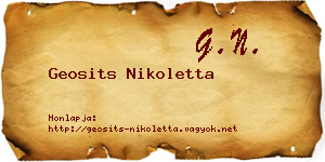 Geosits Nikoletta névjegykártya